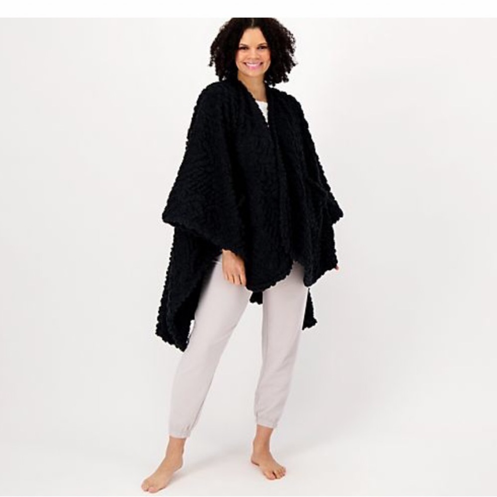 (NWT) Black Berkshire Sherpa Cape Throw in original, unopened box.